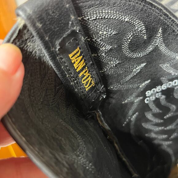 VTG Dan Post P2393 Boots Mens Cowboy Black Teju Lizard Skin Leather Western 8D - Picture 11 of 13